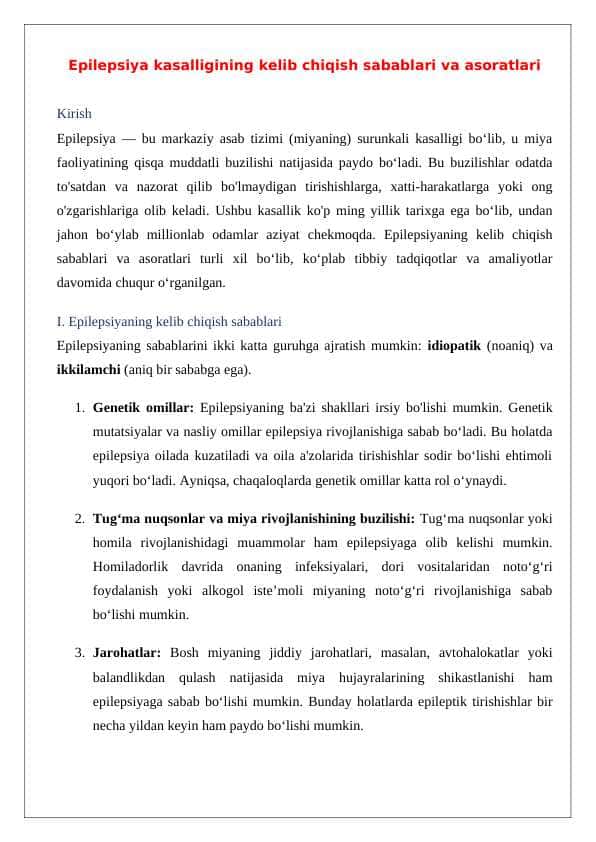 Epilepsiya kasalligining kelib chiqish sabablari va asoratlari 24