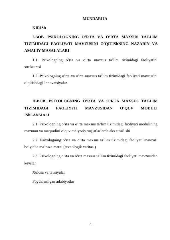 AMALIY PSIXOLOGNING TA'LIM TIZIMIDAGI FAOLIYATINING MAQSADI, VAZIFALARI FUNKSIYALARI VA MAZMUNI