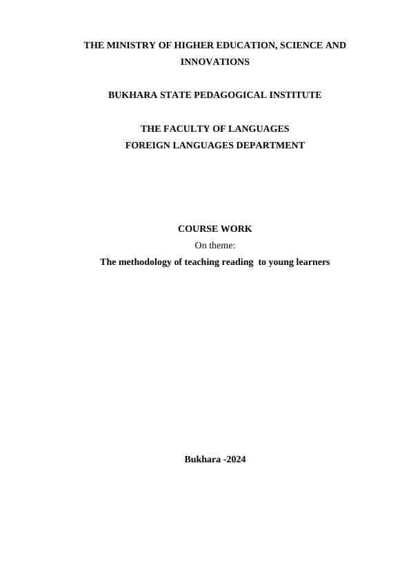 The methodology of teaching reading to young learners