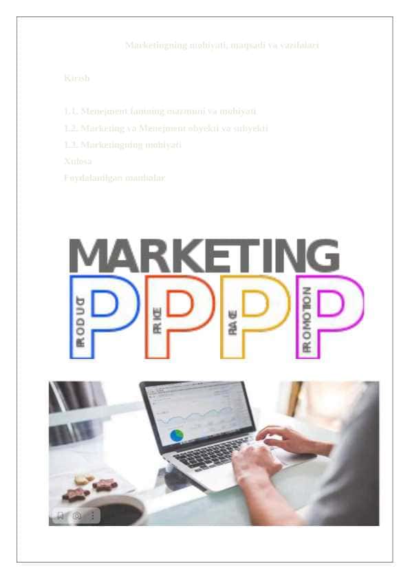 Marketingning mohiyati, maqsadi va vazifal.