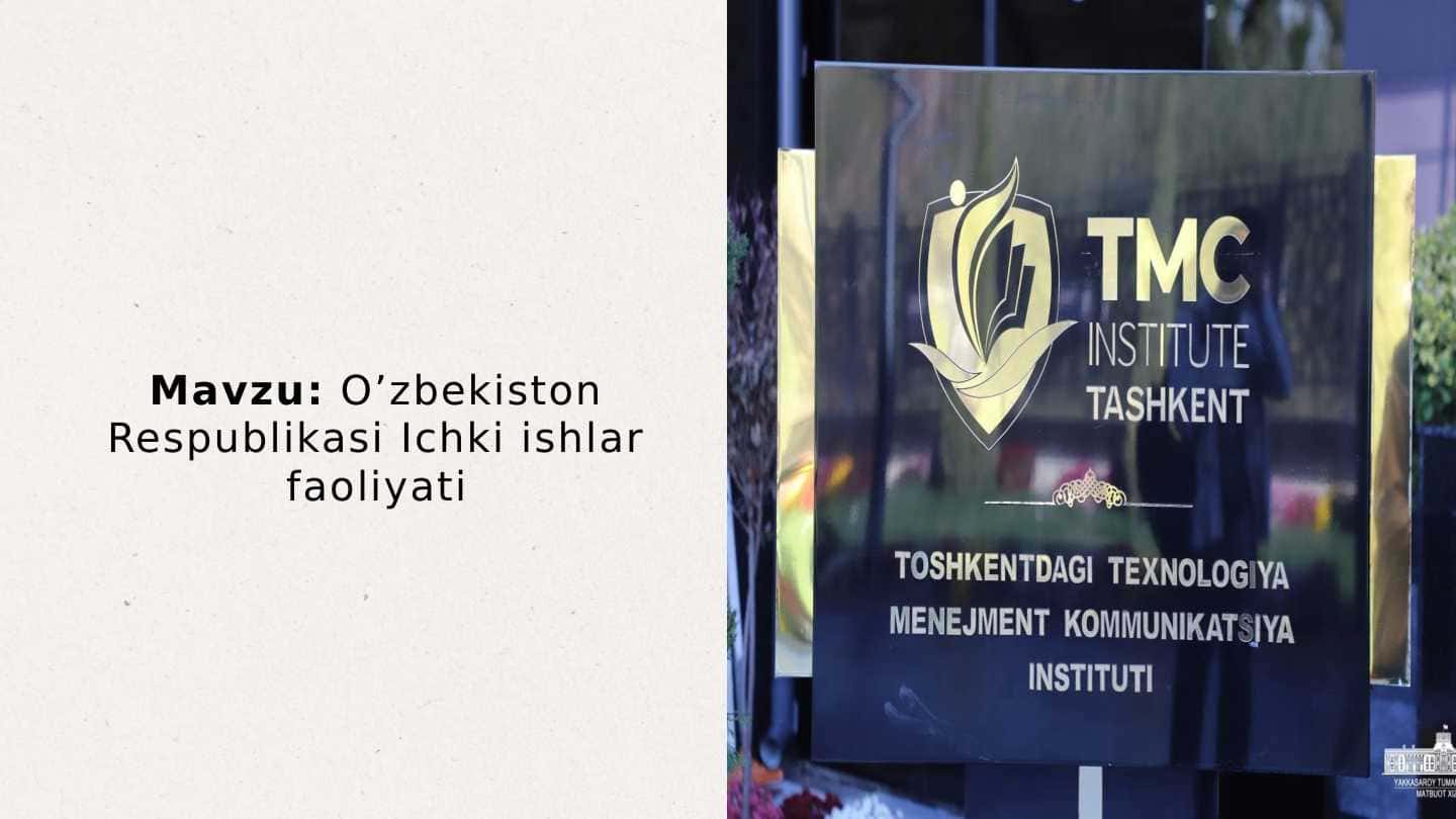 O’zbekiston Respublikasi Ichki ishlar faoliyati
