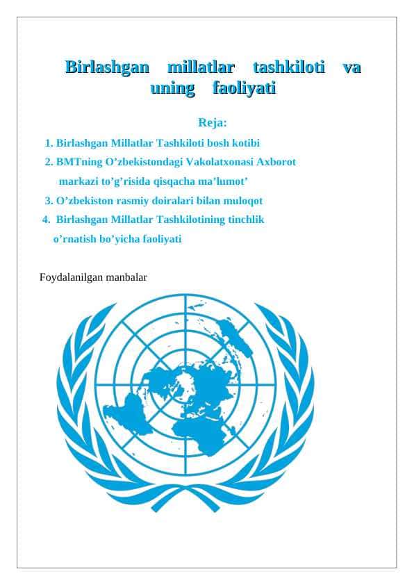 Birlashgan millatlar tashkiloti va uning faoliyati 24