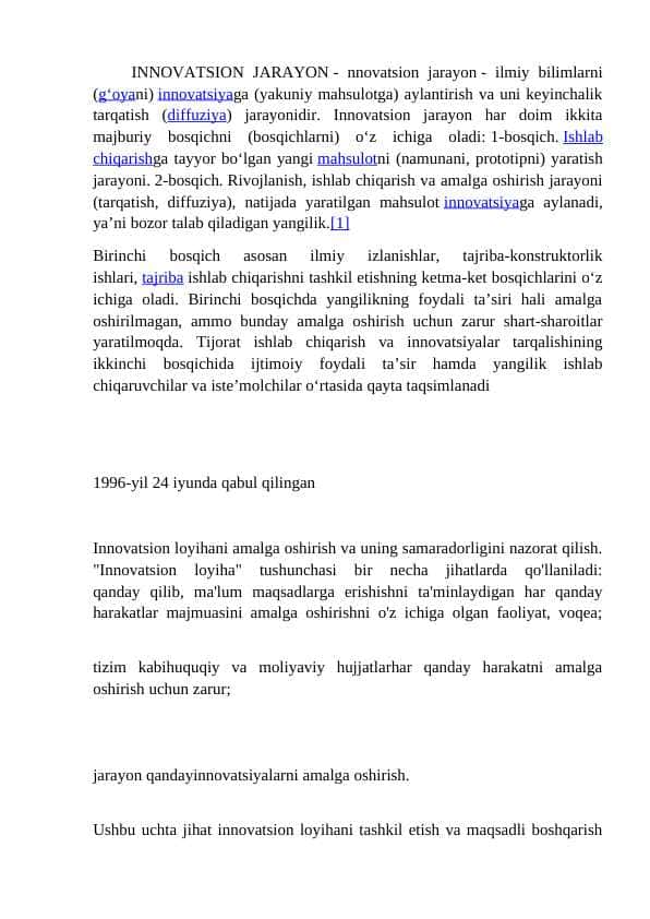 INNOVATSION JARAYON