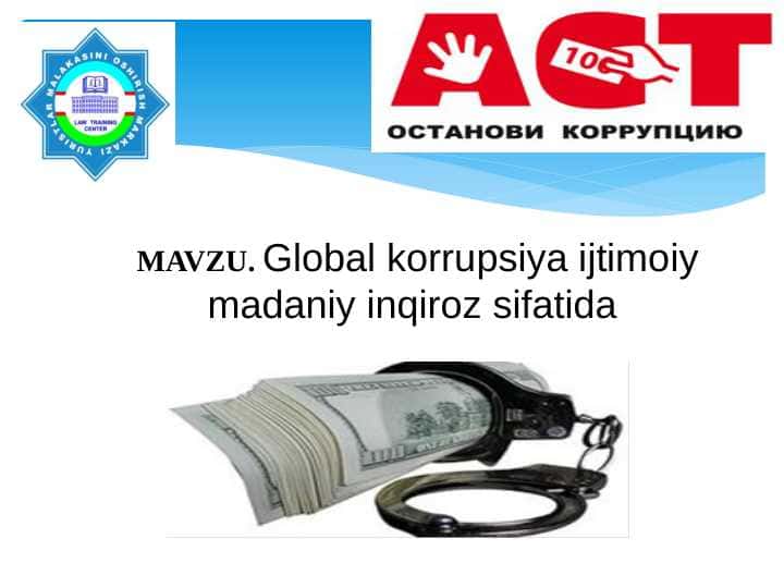 Global korrupsiya ijtimoiy madaniy inqiroz sifatida