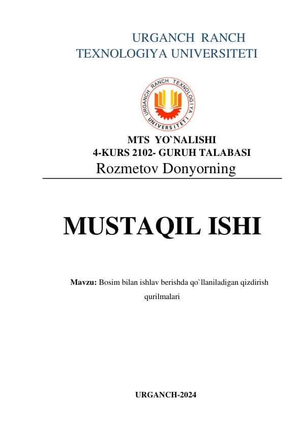 Bosim bilan ishlav berishda qo`llaniladigan qizdirish qurilmalari