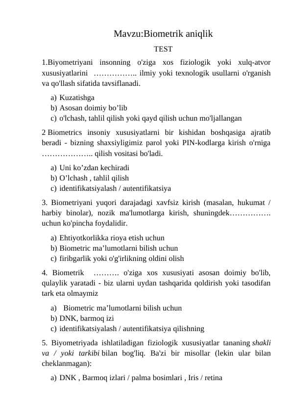 Biometrik aniqlik