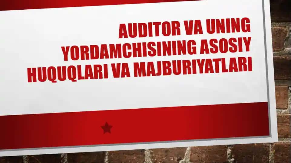 Auditor va uning yordamchisining asosiy huquqlari va maJBURIYATLARI