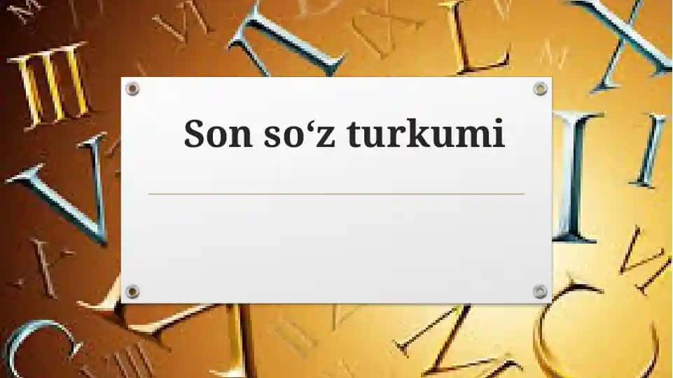 Son so'z turkumi haqida
