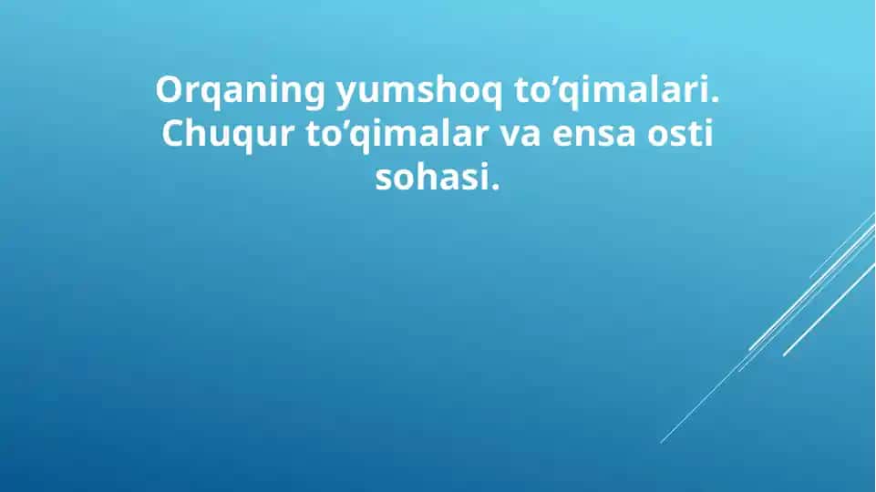 Orqaning yumshoq to’qimalari. Chuqur to’qimalar va ensa osti sohasi.