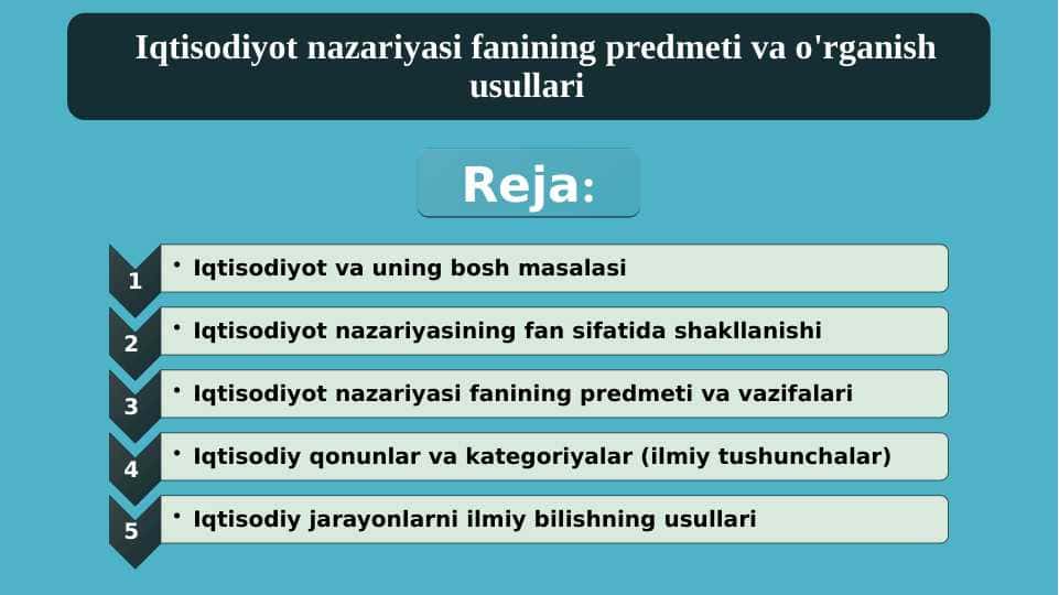 Иқтисодиёт назарияси II Iqtisodiyot nazariyasi