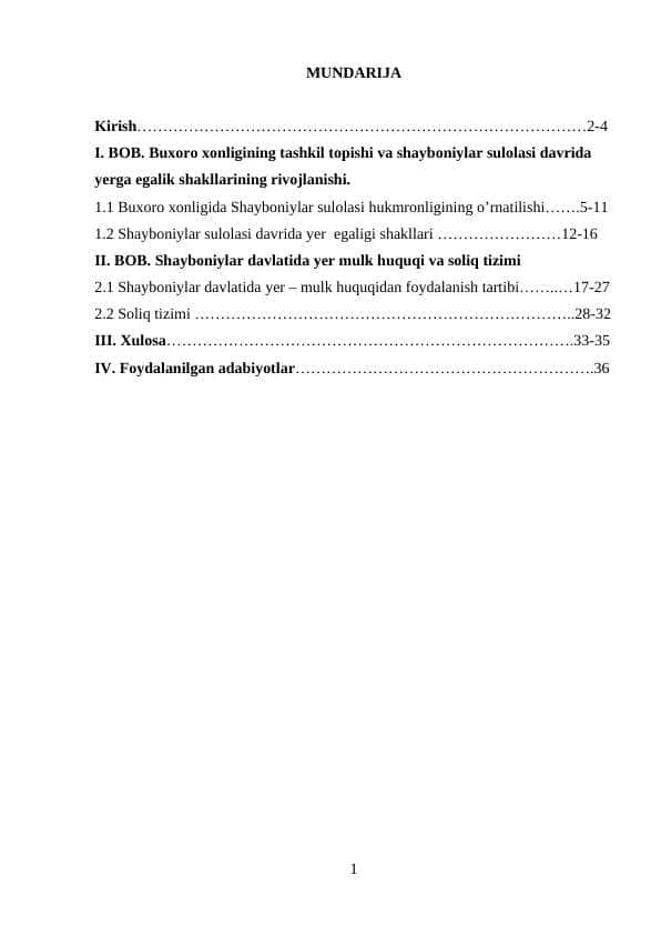 Shayboniylar davlatida yer mulk