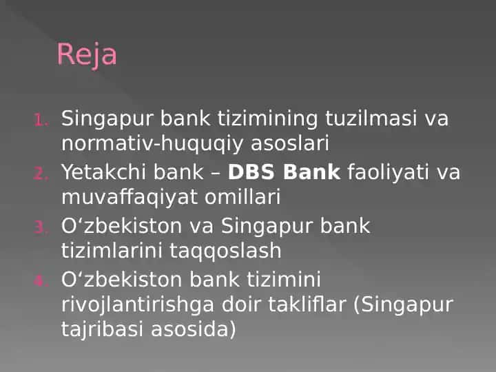 SINGAPUR BANK TIZIMI SLAYD