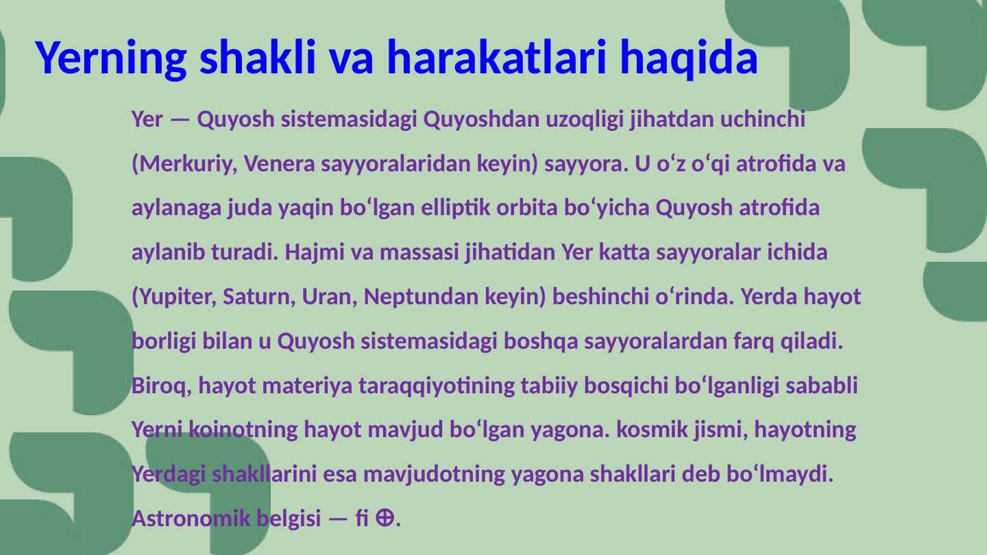 Yerning shakli va harakatlari haqida
