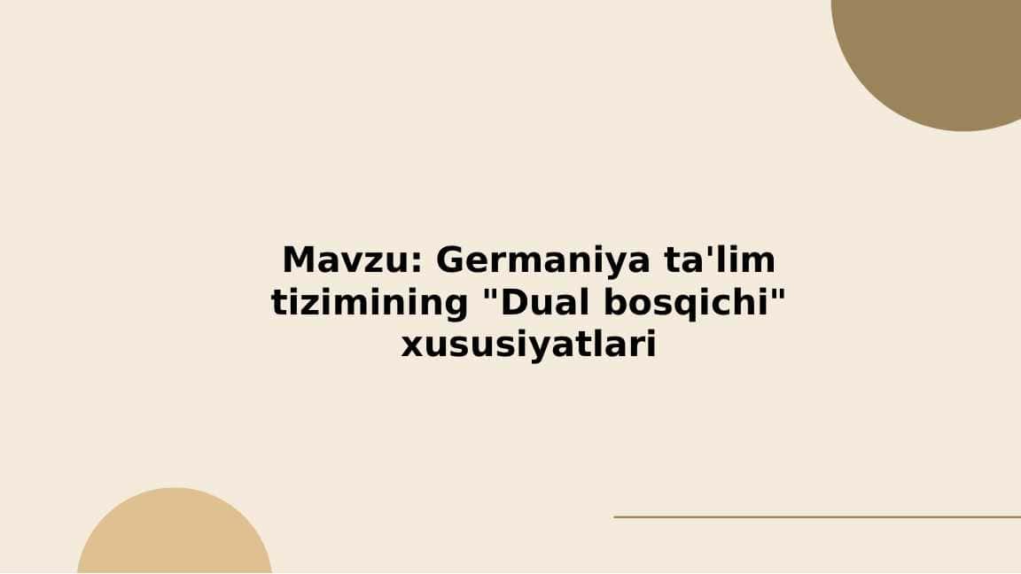 Germaniya ta'lim tizimining Dual bosqichi