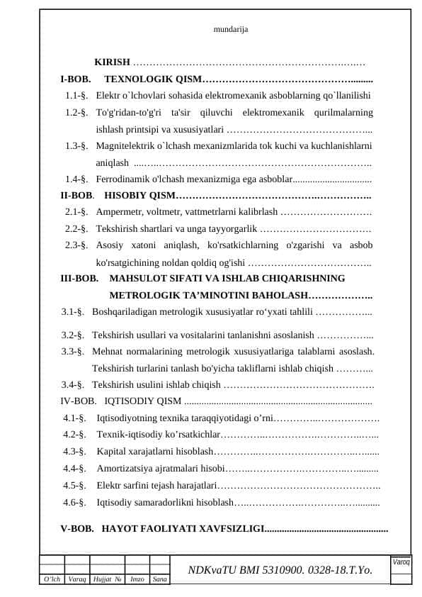 Tok kuchini ulchash usullari, vositalari va ampermetrlarni sinash.