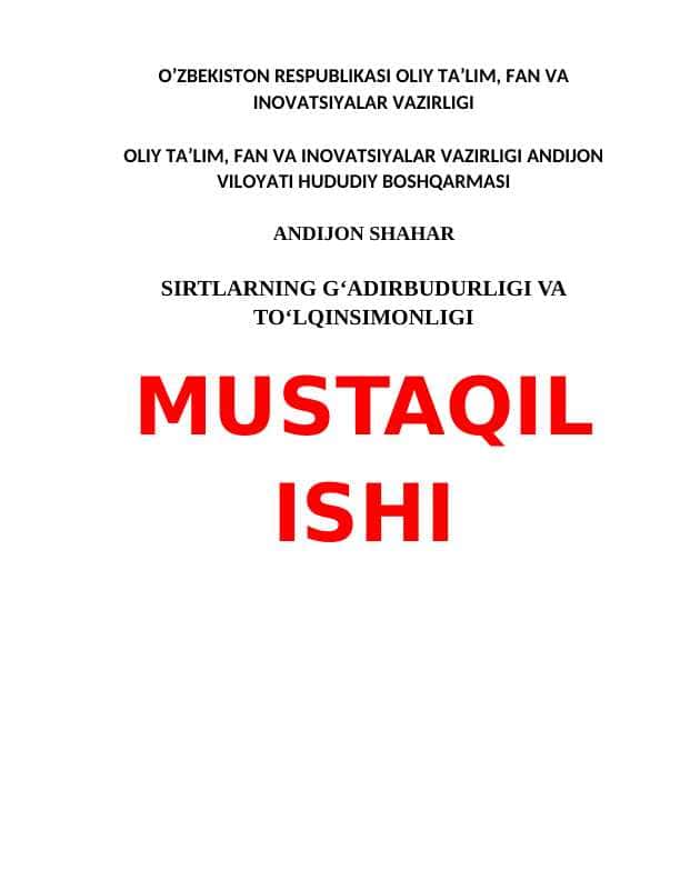 Sirtlarning g‘adirbudurligi va to‘lqinsimonligi