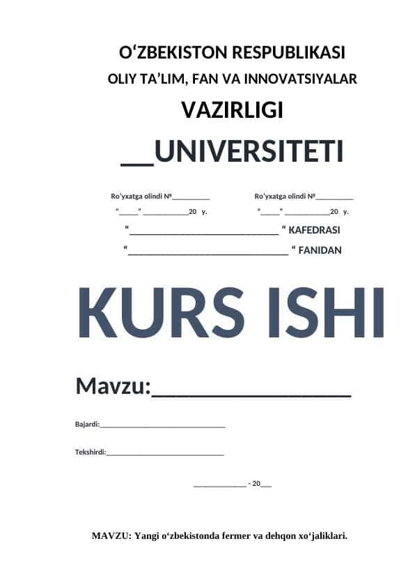 Yangi o‘zbekistonda fermer va dehqon xo‘jaliklari