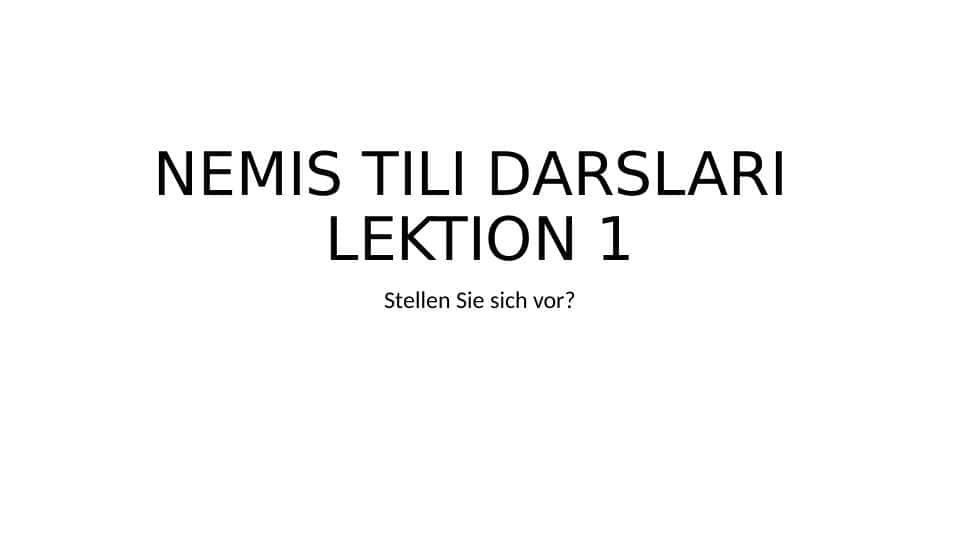 Nemis tili o'rganuvchilari uchun darslar