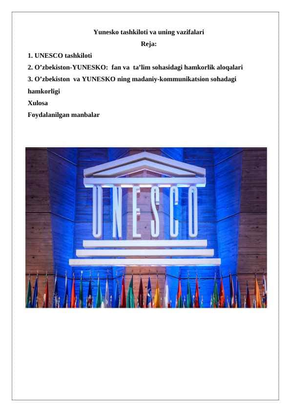 Yunesko tashkiloti va uning vazifalari 24