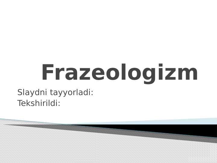 Frazeologizm