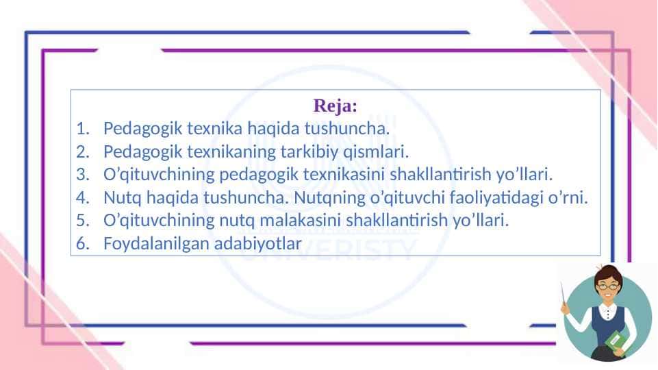 O’QITUVCHINING PEDAGOGIK TEXNIKASINI TASHKILASHTIRISH YO’LLARI