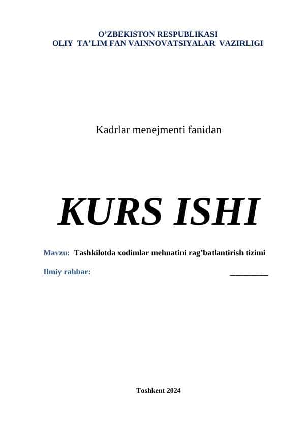 Tashkilotda xodimlar mehnatini rag’batlantirish tizimi