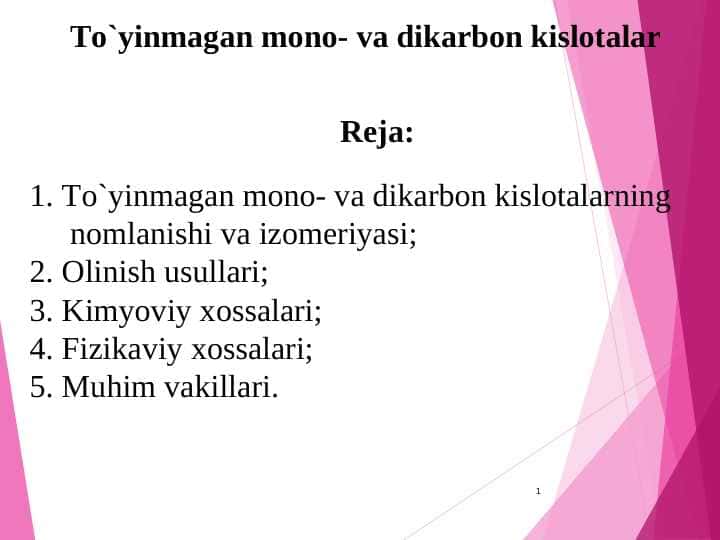 To`yinmagan mono- va dikarbon kislotalar