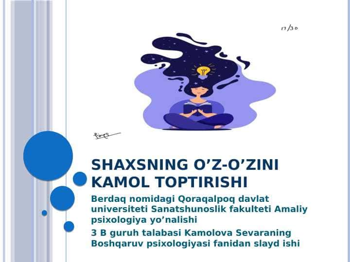 Shaxsning o‘zini o‘zi anglashi