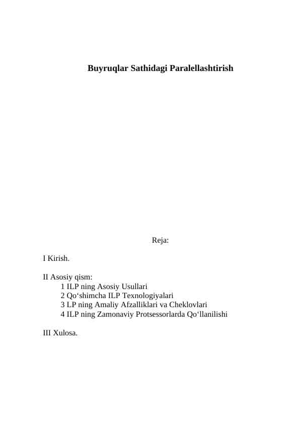 Buyruqlar sathida paralellashtirish.