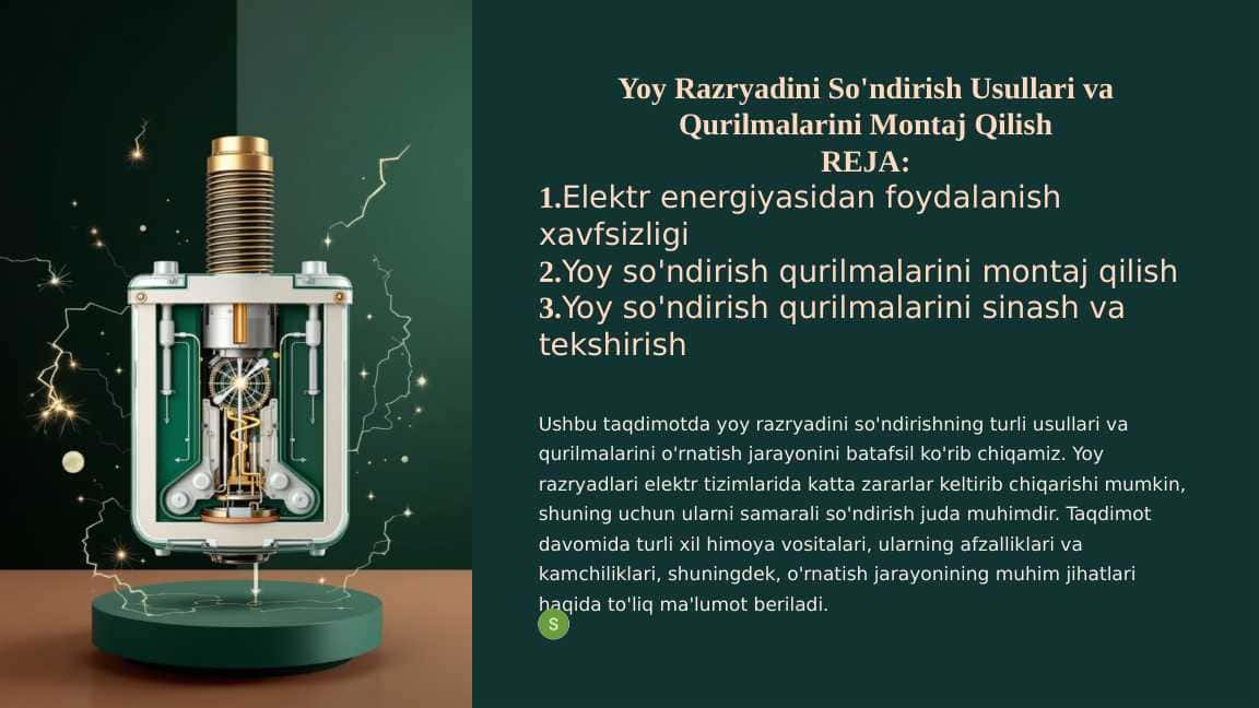 Yoy Razryadini So'ndirish Usullari va Qurilmalarini Montaj Qilish