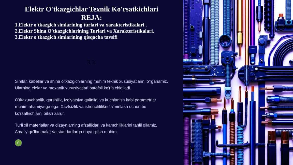 Elektr O'tkazgichlar Texnik Ko'rsatkichlari