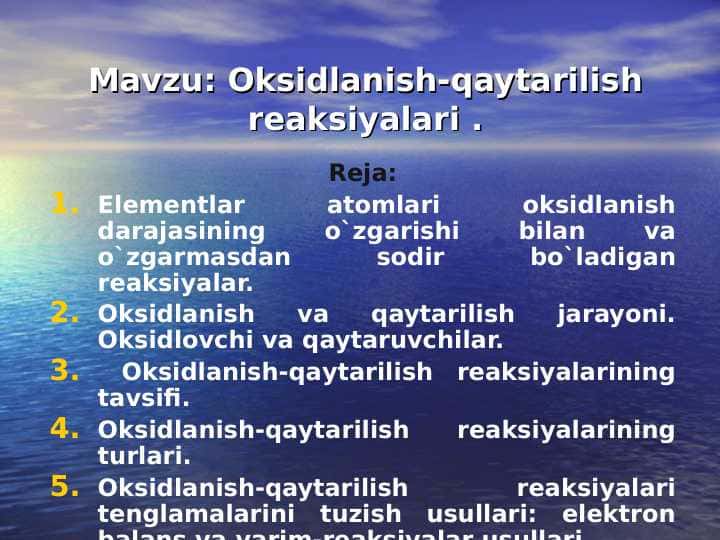 Oksidlanish-qaytarilish rеaksiyalari