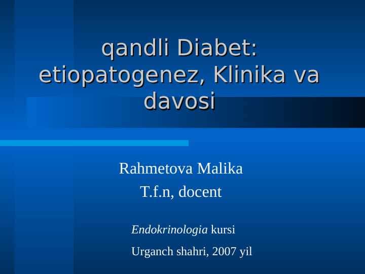 qandli diabet lektsiya