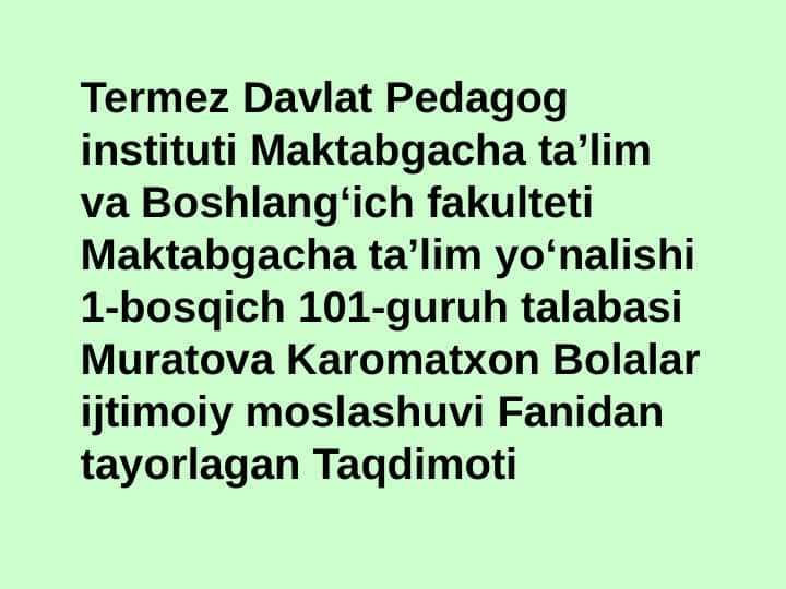 OILA VA UNING ASOSIY FUNKSIYALARINI SHAKLLANTIRISH