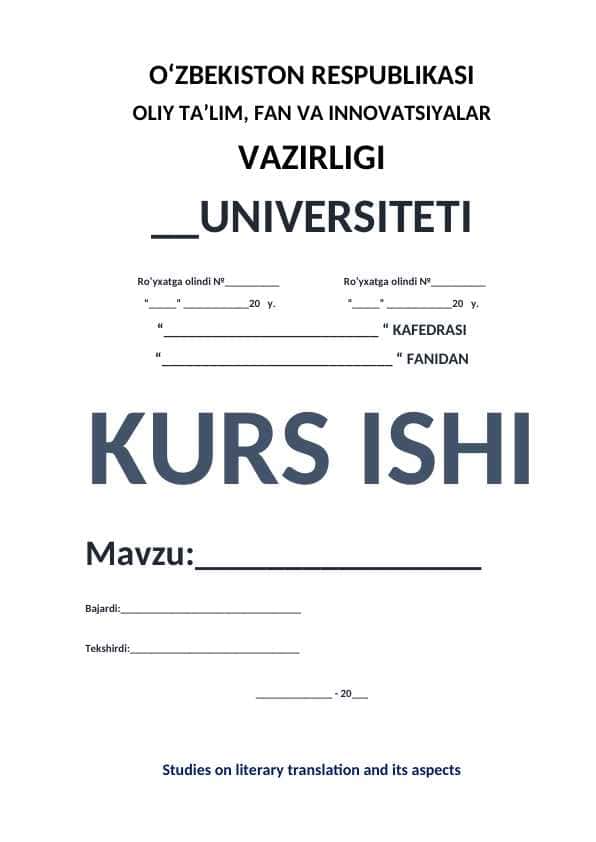 Studies on literary translation and its aspects