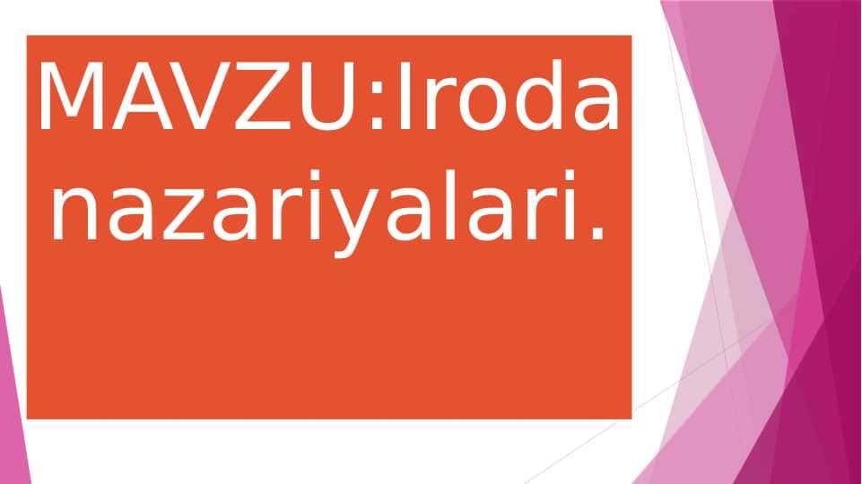 Iroda nazariyalari