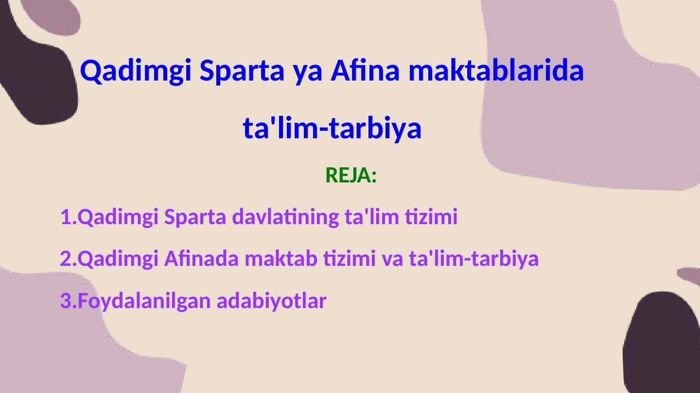 Qadimgi Sparta ya Afina maktablarida ta'lim-tarbiya