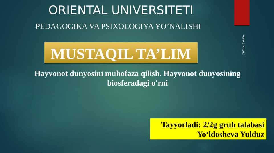 Hayvonot dunyosini muhofaza qilish. Hayvonot dunyosining biosferadagi o'rni