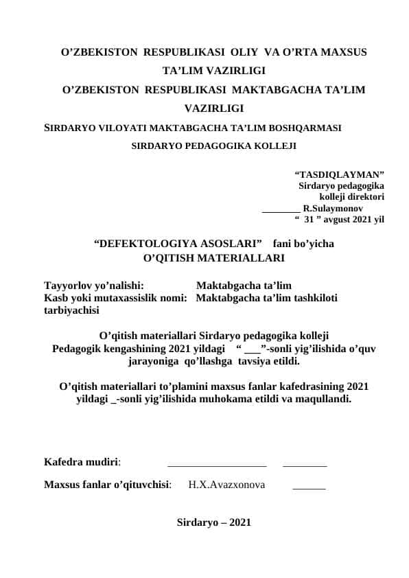 DEFEKTOLOGIYA ASOSLARI