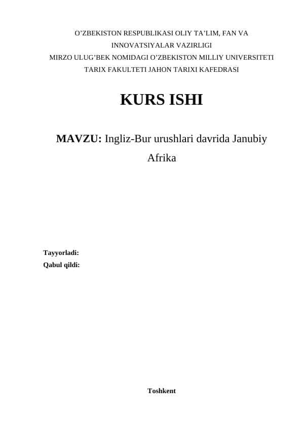 Ingliz-Bur urushlari davrida Janubiy Afrika