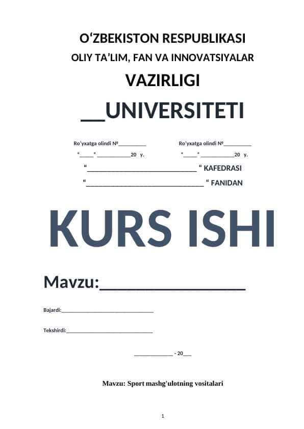 Sport mashg'ulotning vositalari