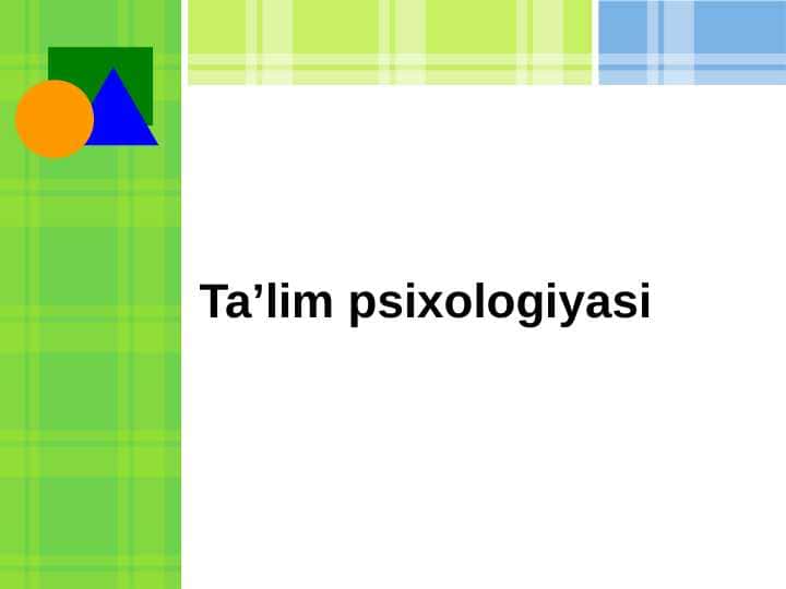 Ta’lim psixologiyasi