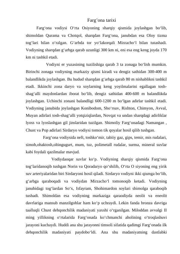 farg'ona tarixi