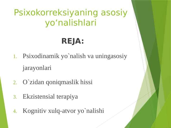 Psixokorreksiyaning asosiy yoʻnalishlari