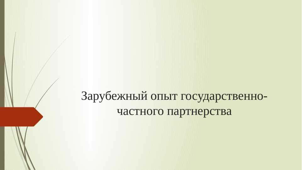 Зарубежный опыт государственно-частного партнерства