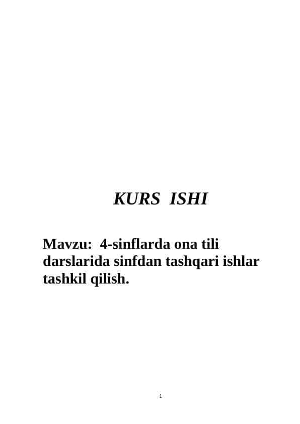 4-sinflarda ona tili darslarida sinfdan tashqari ishlar tashkil qilish