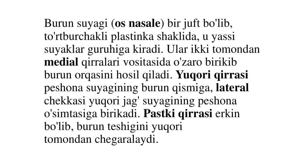 Burun suyagi (os nasale)
