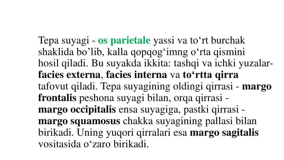 Tepa suyagi - os parietale