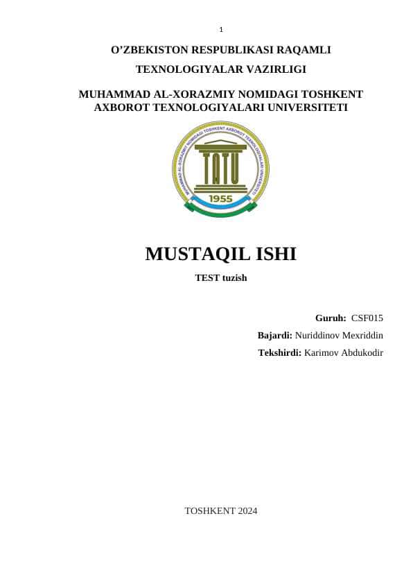 KIBERXAVFSIZLIK FANIDAN 156 TALIK TEST.