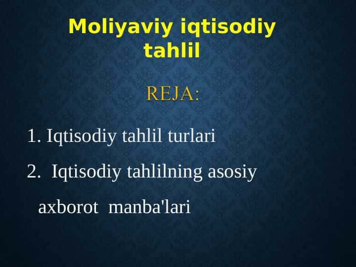 Moliyaviy iqtisodiy tahlil